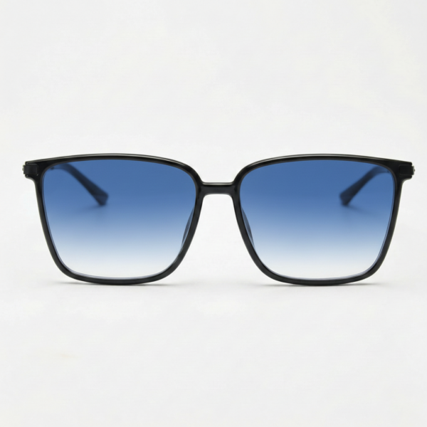 Sally Blue Gradient Lens Sunglasses - Glossy black Square TR90 Frame