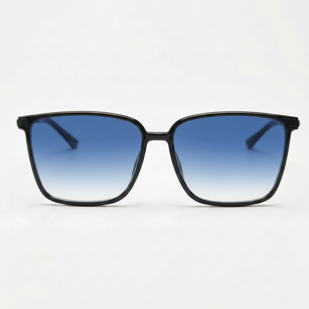Sally Blue Gradient Lens Sunglasses - Glossy black Square TR90 Frame