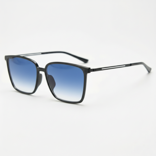 Sally Blue Gradient Lens Sunglasses - Glossy black Square TR90 Frame