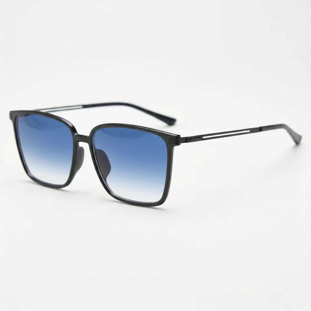 Sally Blue Gradient Lens Sunglasses - Glossy black Square TR90 Frame
