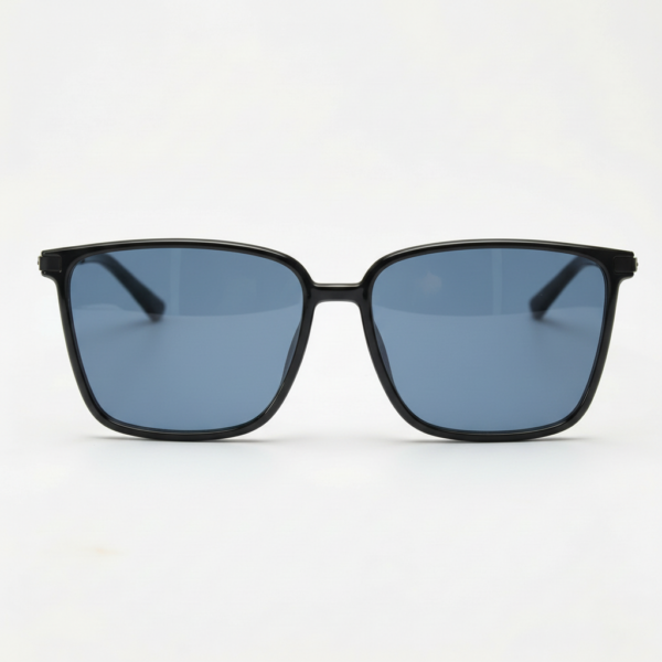 Sally Blue Tinted Lens Sunglasses - Glossy black Square TR90 Frame