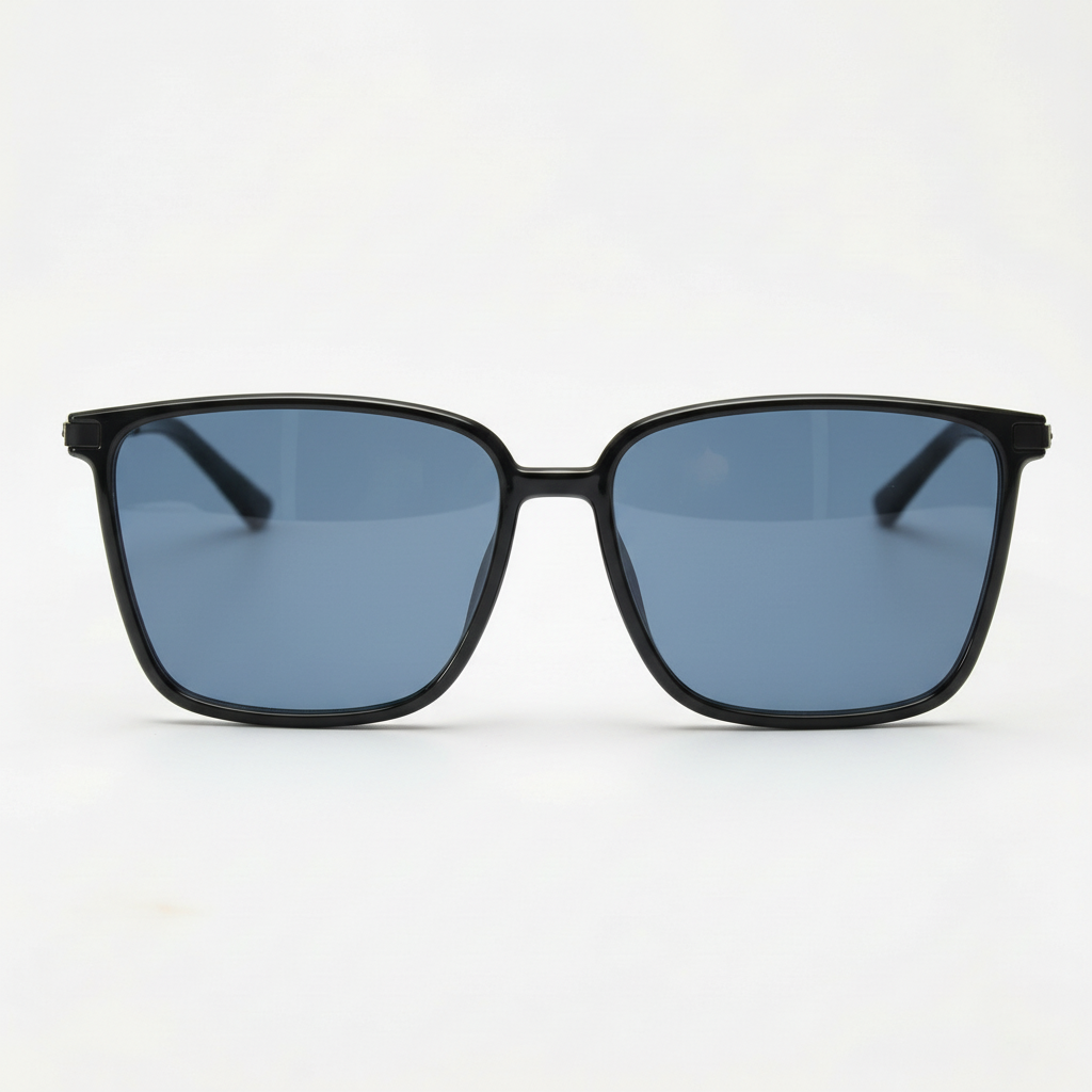 Sally Blue Tinted Lens Sunglasses - Glossy black Square TR90 Frame