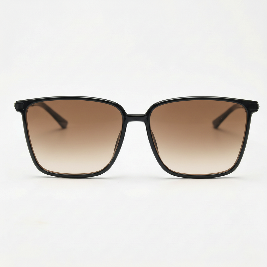 Sally Brown Gradient Lens Sunglasses - Glossy black Square TR90 Frame