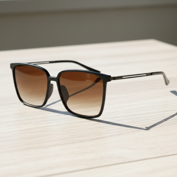 Sally Brown Gradient Lens Sunglasses - Glossy black Square TR90 Frame
