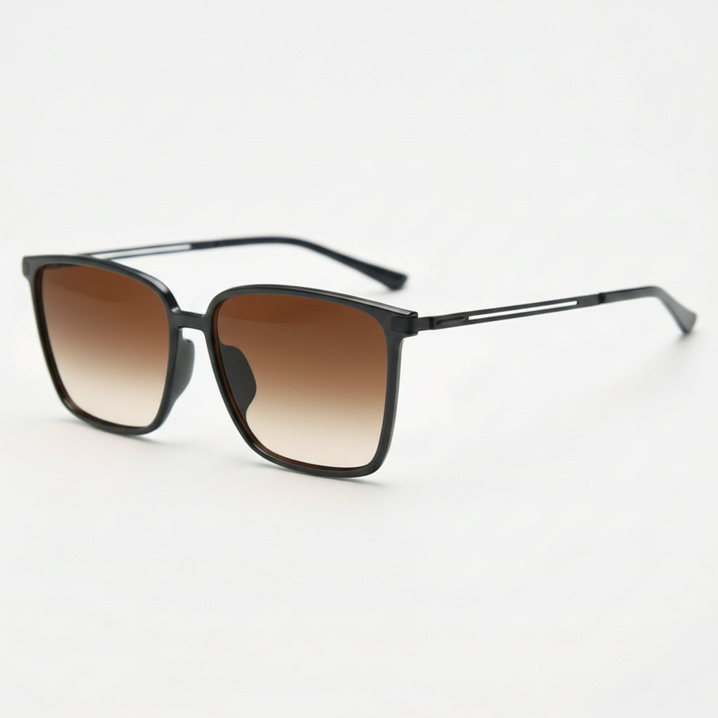Sally Brown Gradient Lens Sunglasses - Glossy black Square TR90 Frame