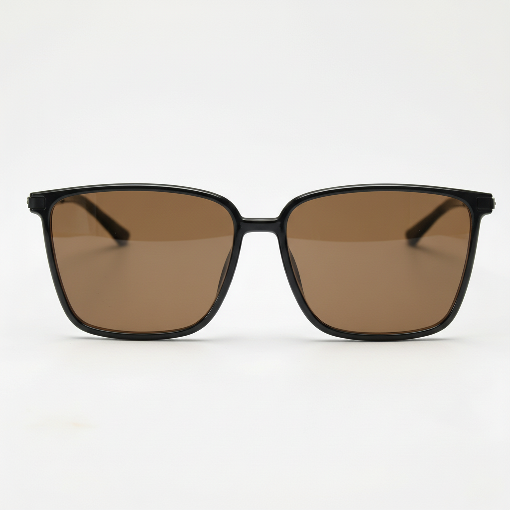 Sally Brown Tinted Lens Sunglasses - Glossy black Square TR90 Frame
