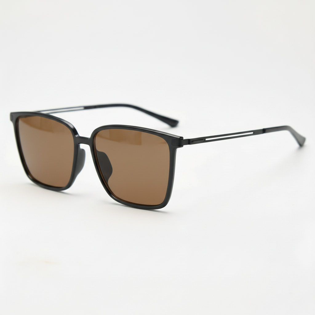 Sally Brown Tinted Lens Sunglasses - Glossy black Square TR90 Frame