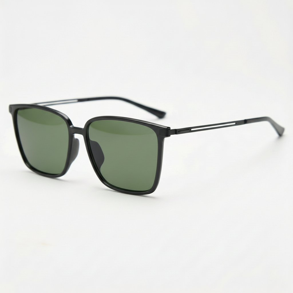 Sally Green Tinted Lens Sunglasses - Glossy black Square TR90 Frame