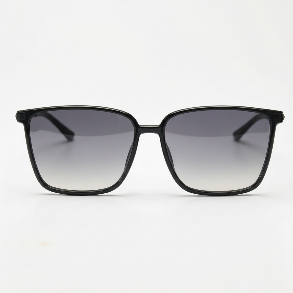 Sally Grey Gradient Lens Sunglasses - Glossy black Square TR90 Frame
