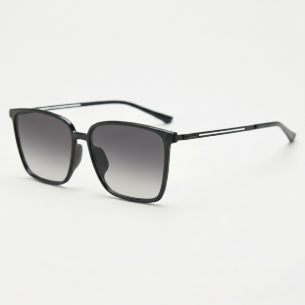 Sally Grey Gradient Lens Sunglasses - Glossy black Square TR90 Frame