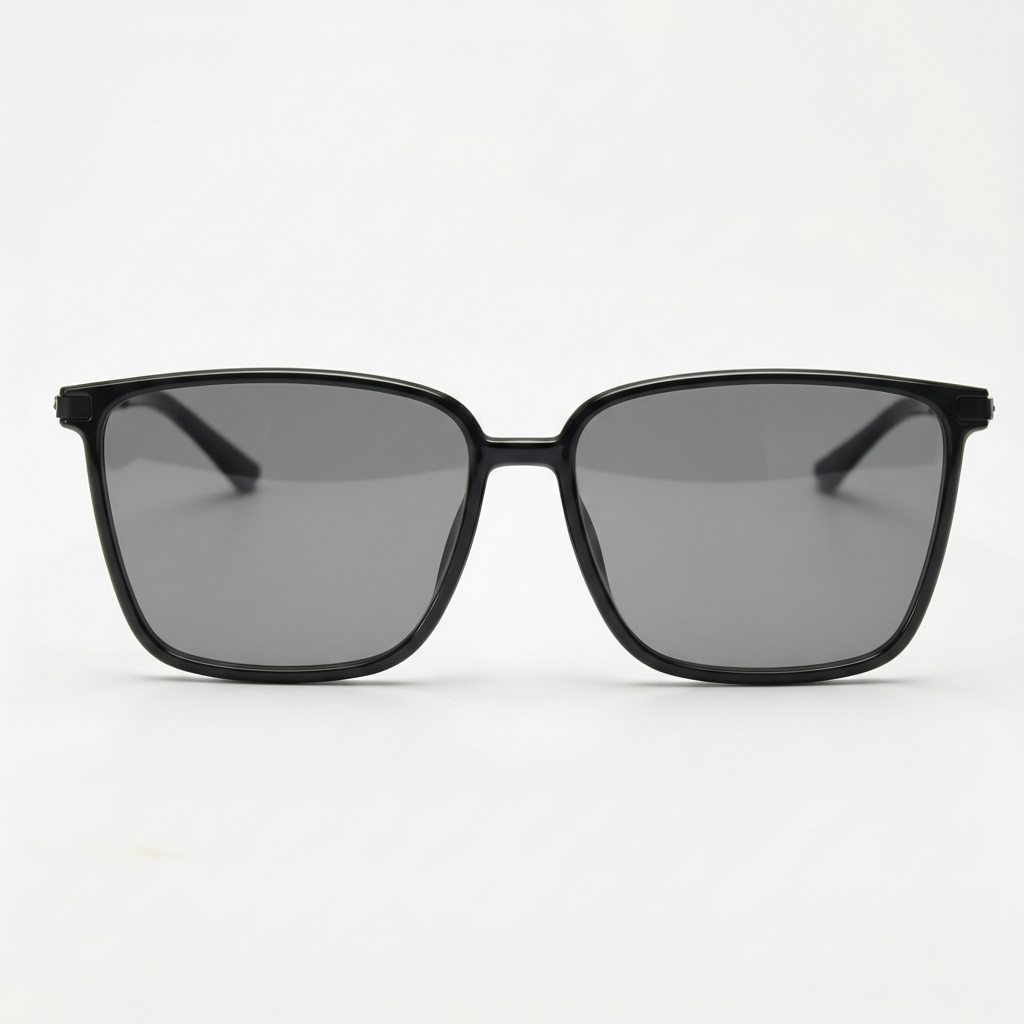 Sally Grey Tinted Lens Sunglasses - Glossy black Square TR90 Frame