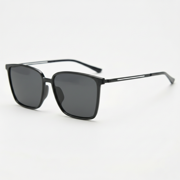 Sally Grey Tinted Lens Sunglasses - Glossy black Square TR90 Frame