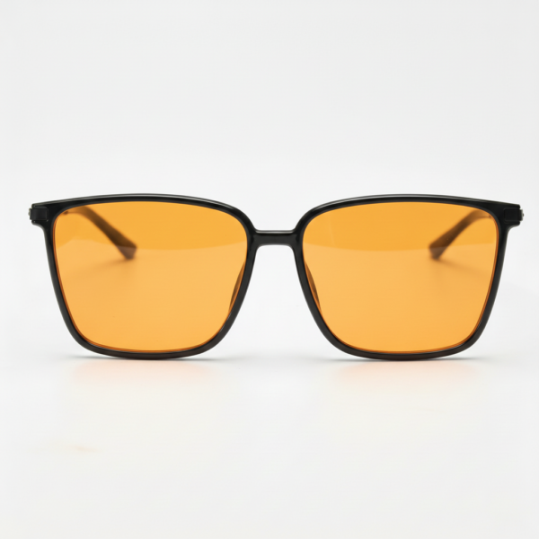 Sally Orange Tinted Lens Sunglasses - Glossy black Square TR90 Frame