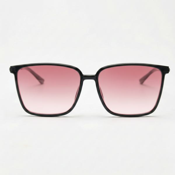 Sally Pink Gradient Lens Sunglasses - Glossy black Square TR90 Frame