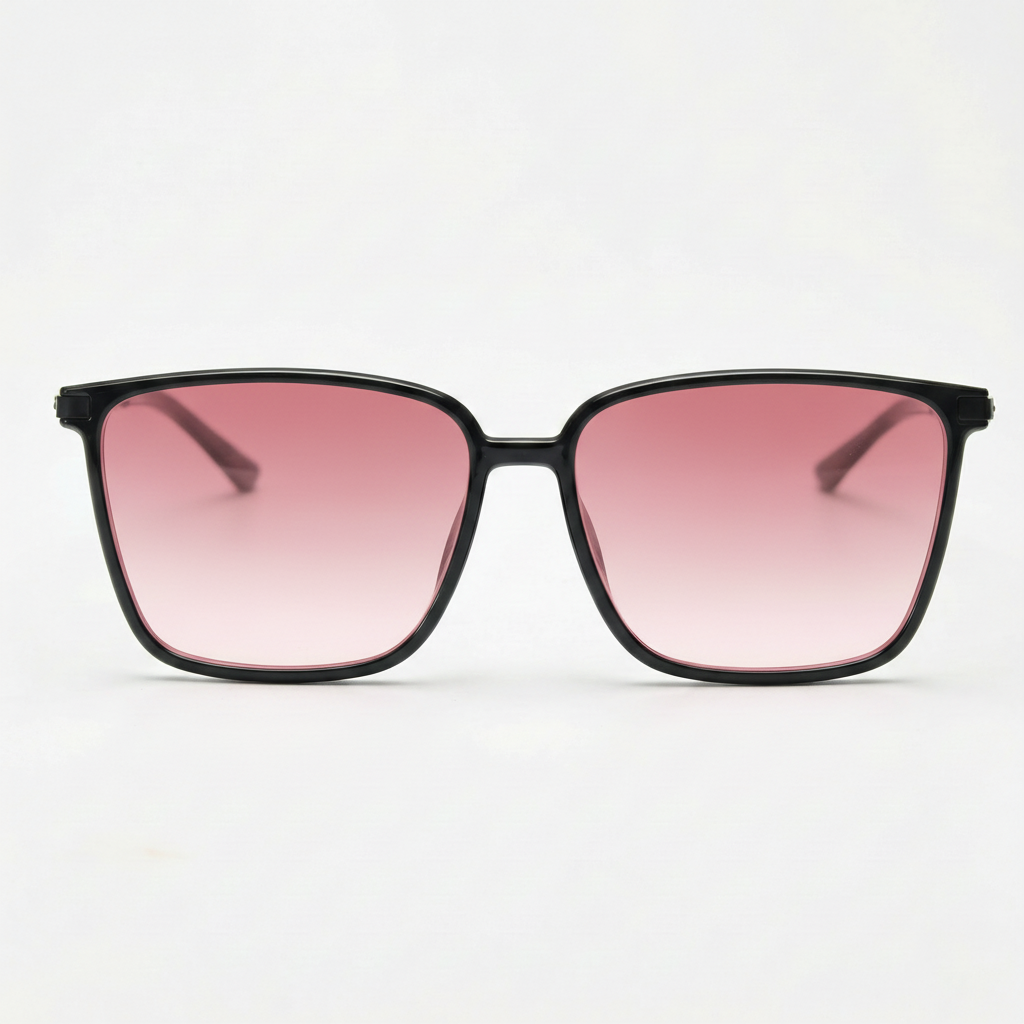 Sally Pink Gradient Lens Sunglasses - Glossy black Square TR90 Frame