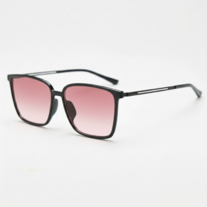 Sally Pink Gradient Lens Sunglasses - Glossy black Square TR90 Frame