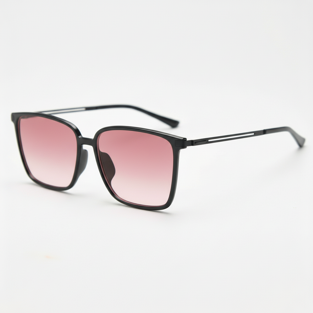 Sally Pink Gradient Lens Sunglasses - Glossy black Square TR90 Frame