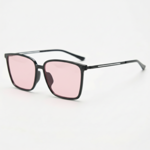 Sally Pink Tinted Lens Sunglasses - Glossy black Square TR90 Frame