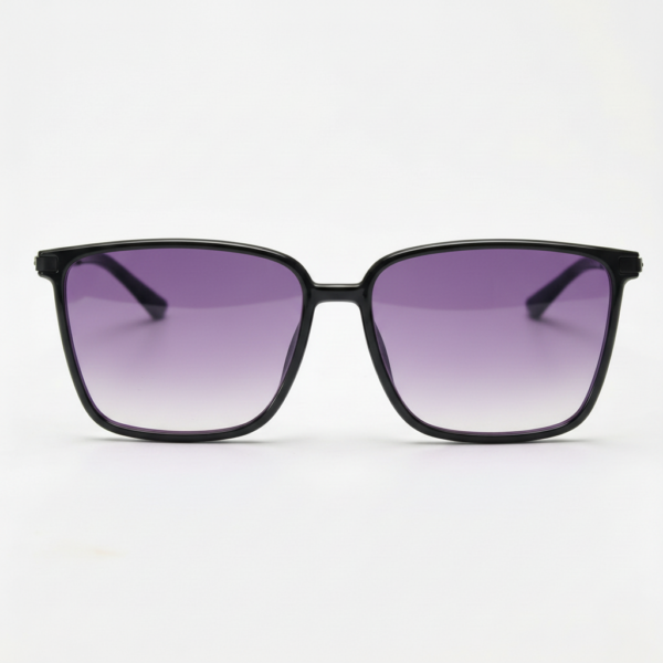 Sally Purple Gradient Lens Sunglasses - Glossy black Square TR90 Frame