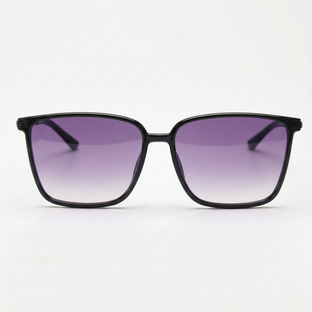 Sally Purple Gradient Lens Sunglasses - Glossy black Square TR90 Frame
