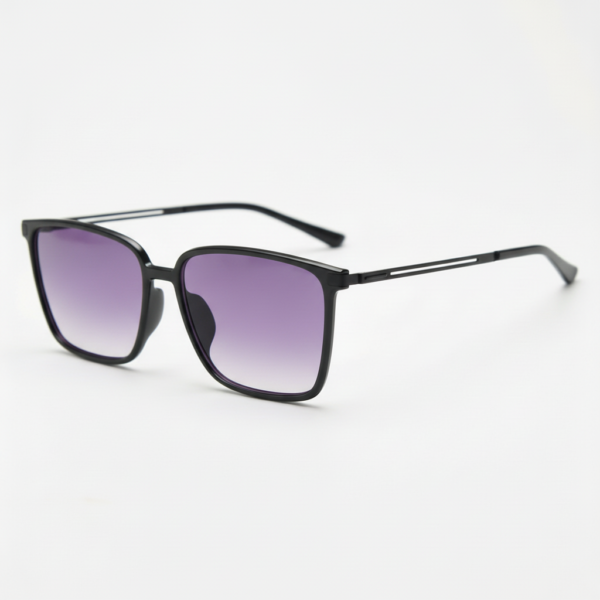 Sally Purple Gradient Lens Sunglasses - Glossy black Square TR90 Frame