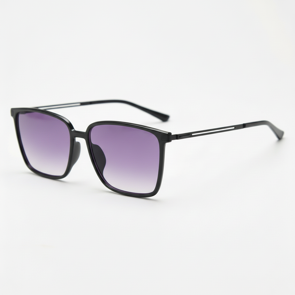 Sally Purple Gradient Lens Sunglasses - Glossy black Square TR90 Frame