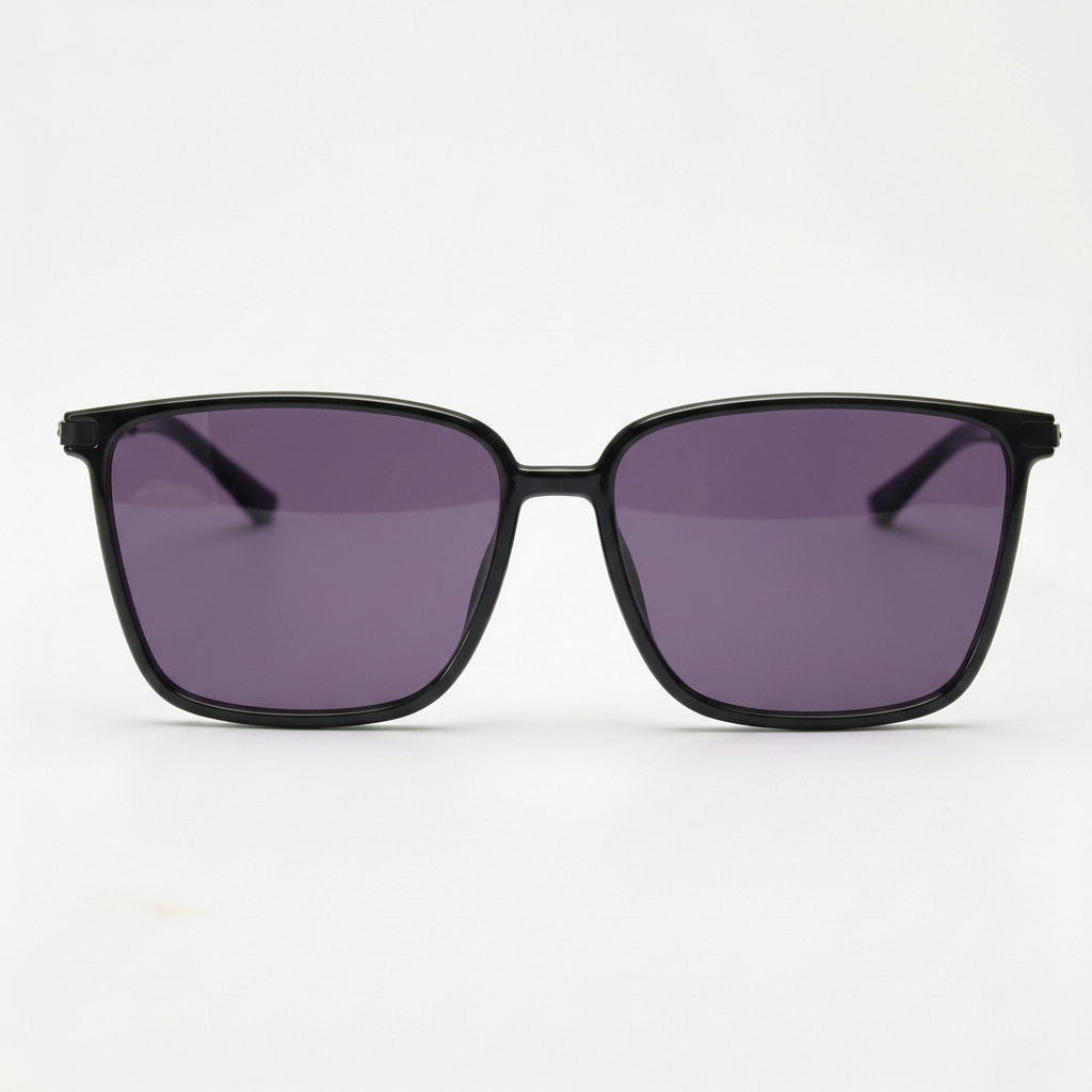 Sally Purple Tinted Lens Sunglasses - Glossy black Square TR90 Frame