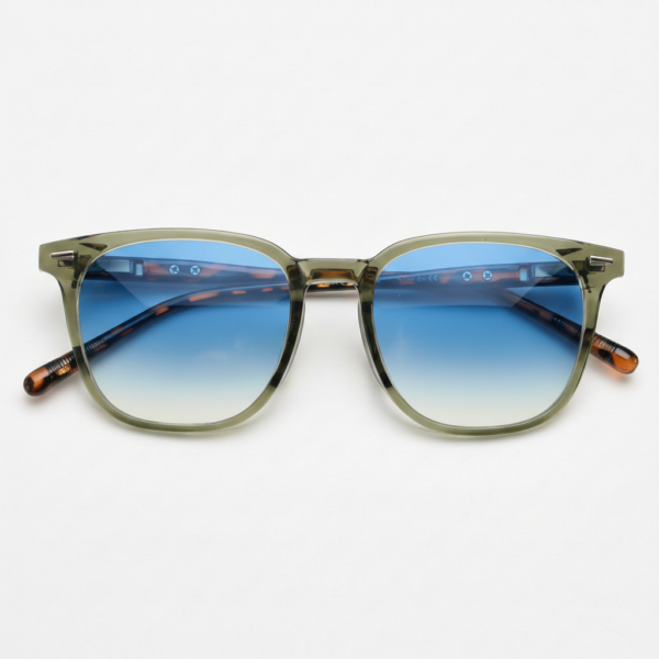 Sherry Blue Gradient Lens Sunglasses - Olive green Square TR90 Frame