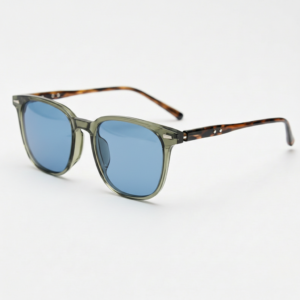 Sherry Blue Tinted Lens Sunglasses - Olive green Square TR90 Frame