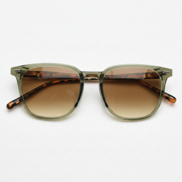 Sherry Brown Gradient Lens Sunglasses - Olive green Square TR90 Frame