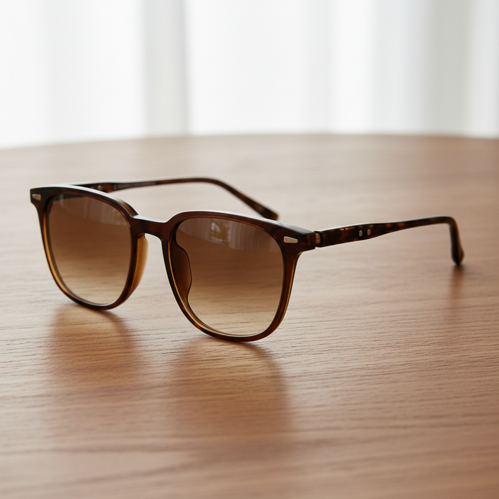 Sherry Brown Gradient Lens Sunglasses - Olive green Square TR90 Frame