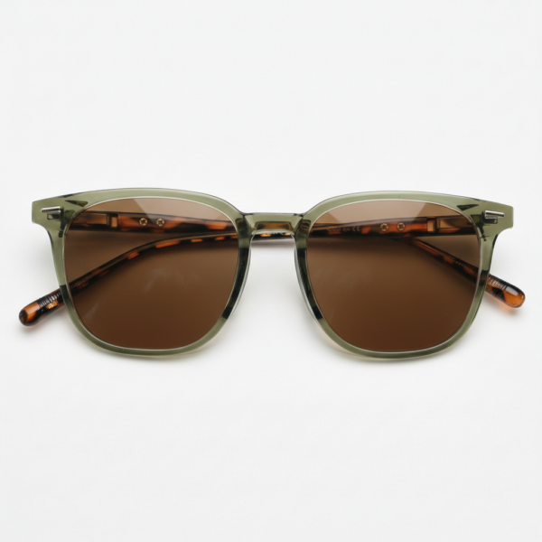 Sherry Brown Tinted Lens Sunglasses - Olive green Square TR90 Frame
