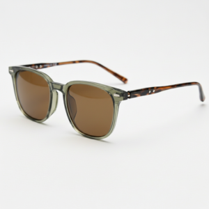 Sherry Brown Tinted Lens Sunglasses - Olive green Square TR90 Frame