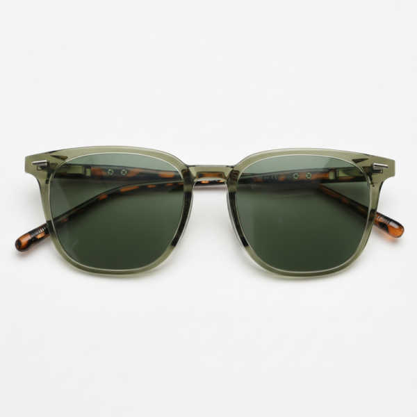 Sherry Green Tinted Lens Sunglasses - Olive green Square TR90 Frame