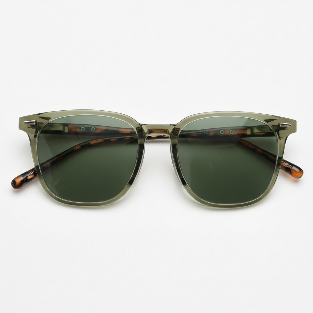Sherry Green Tinted Lens Sunglasses - Olive green Square TR90 Frame