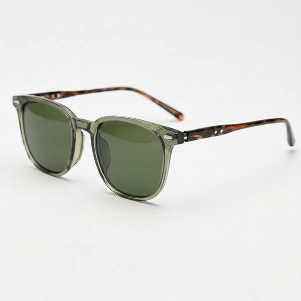 Sherry Green Tinted Lens Sunglasses - Olive green Square TR90 Frame