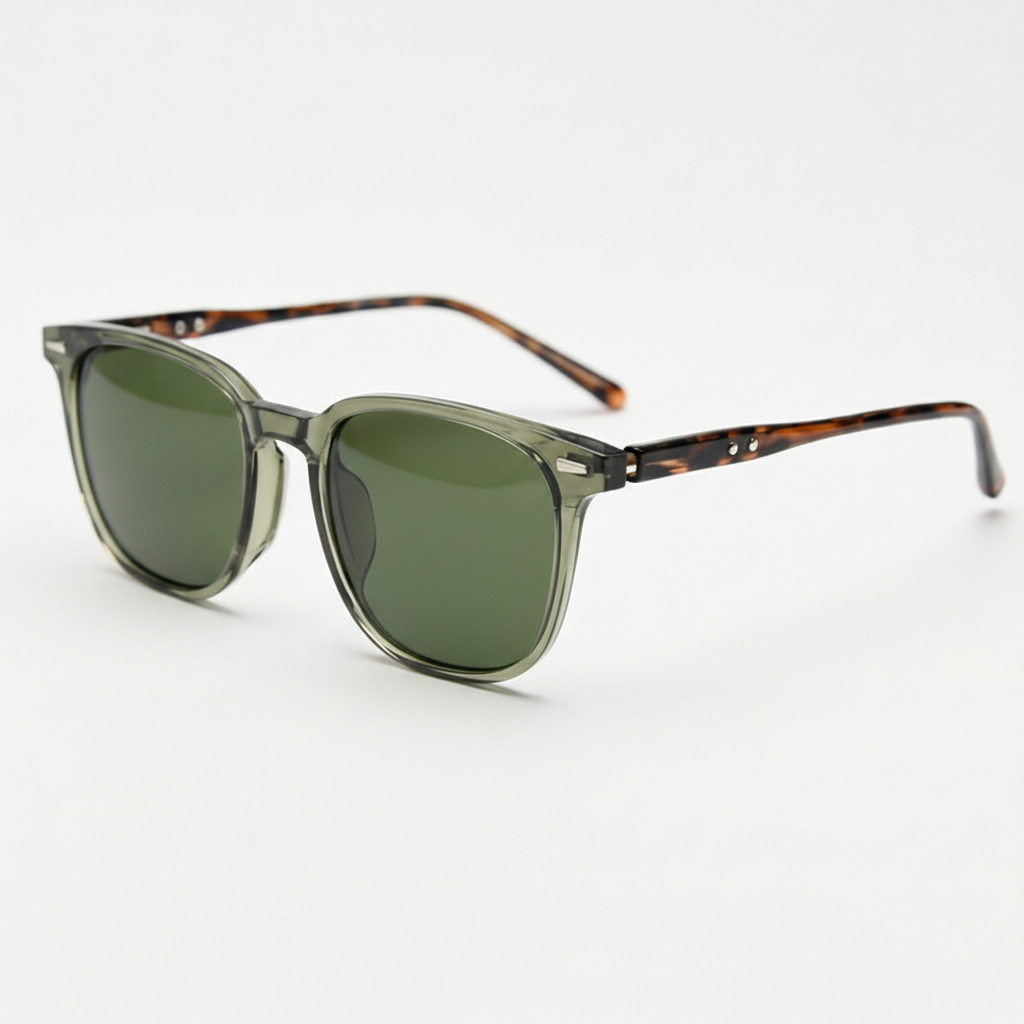 Sherry Green Tinted Lens Sunglasses - Olive green Square TR90 Frame