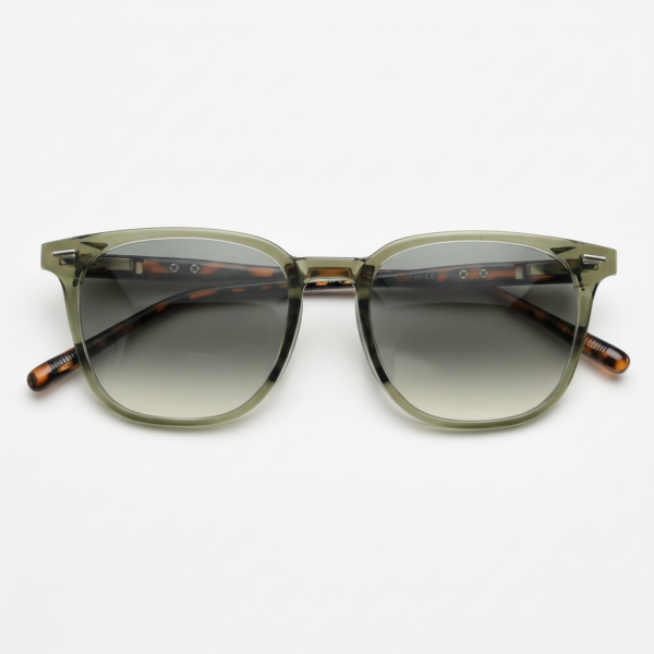 Sherry Grey Gradient Lens Sunglasses - Olive green Square TR90 Frame