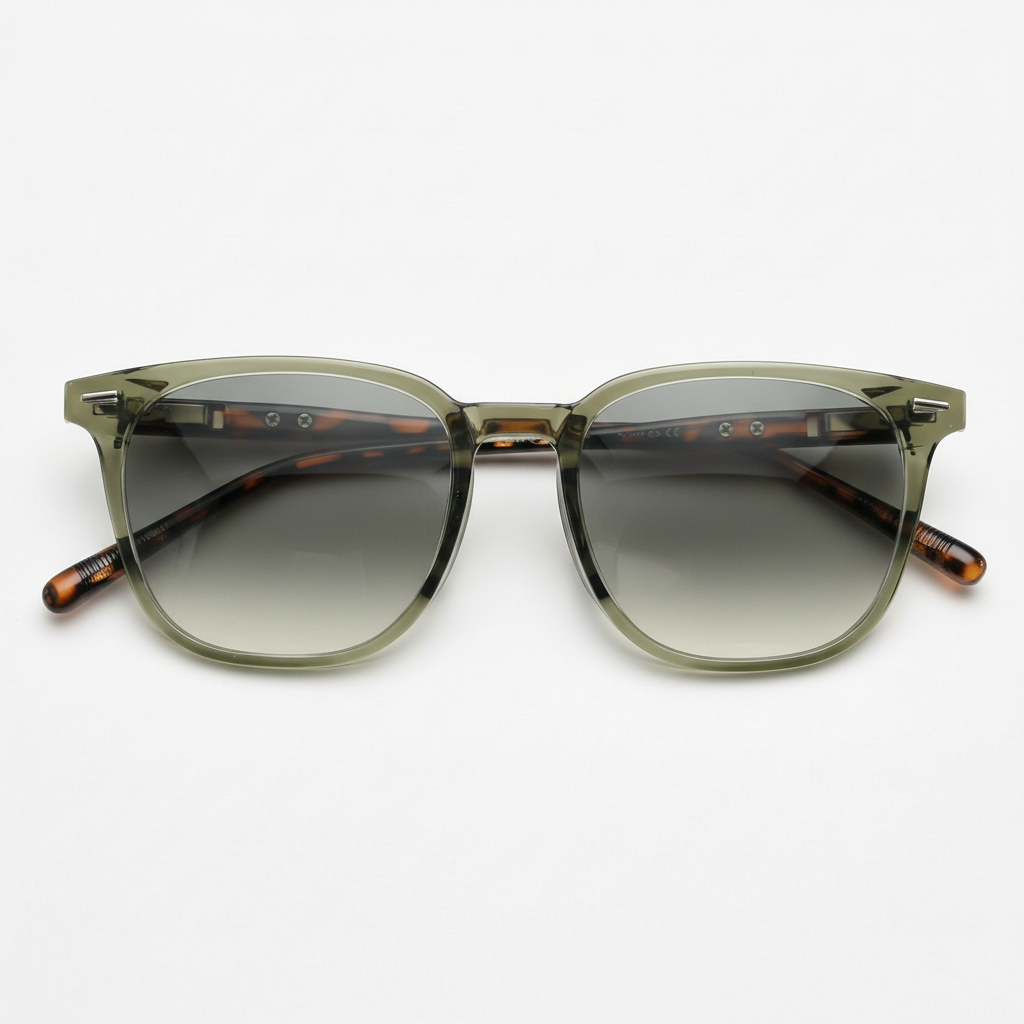 Sherry Grey Gradient Lens Sunglasses - Olive green Square TR90 Frame