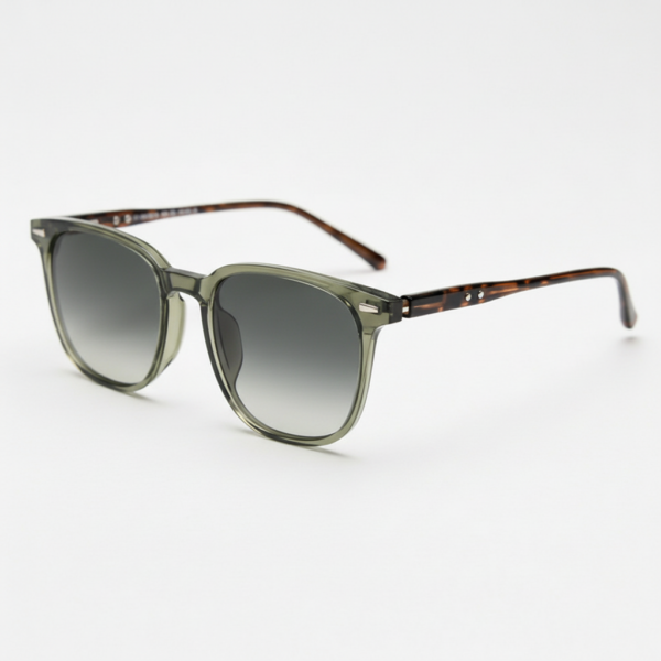 Sherry Grey Gradient Lens Sunglasses - Olive green Square TR90 Frame