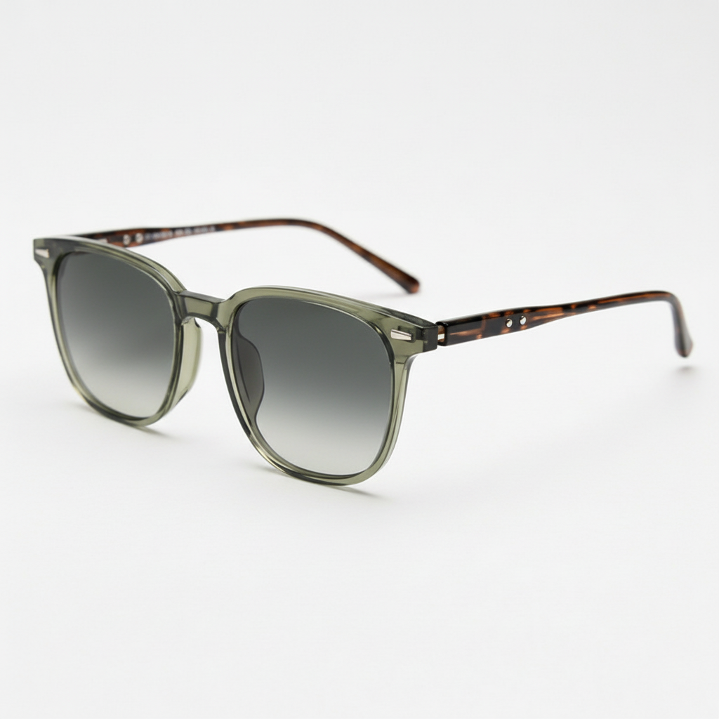 Sherry Grey Gradient Lens Sunglasses - Olive green Square TR90 Frame