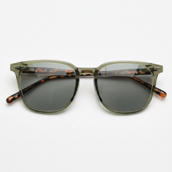 Sherry Grey Tinted Lens Sunglasses - Olive green Square TR90 Frame
