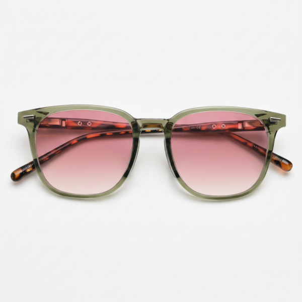 Sherry Pink Gradient Lens Sunglasses - Olive green Square TR90 Frame