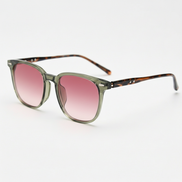 Sherry Pink Gradient Lens Sunglasses - Olive green Square TR90 Frame