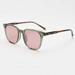 Sherry Pink Tinted Lens Sunglasses - Olive green Square TR90 Frame