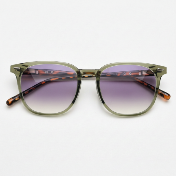Sherry Purple Gradient Lens Sunglasses - Olive green Square TR90 Frame