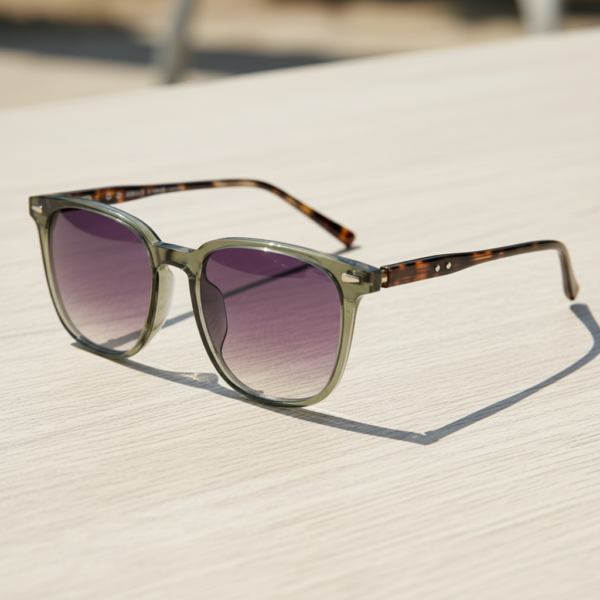 Sherry Purple Gradient Lens Sunglasses - Olive green Square TR90 Frame
