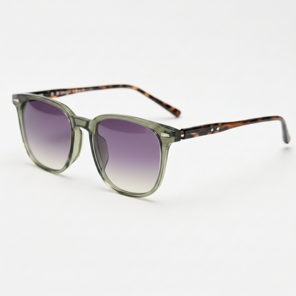 Sherry Purple Gradient Lens Sunglasses - Olive green Square TR90 Frame