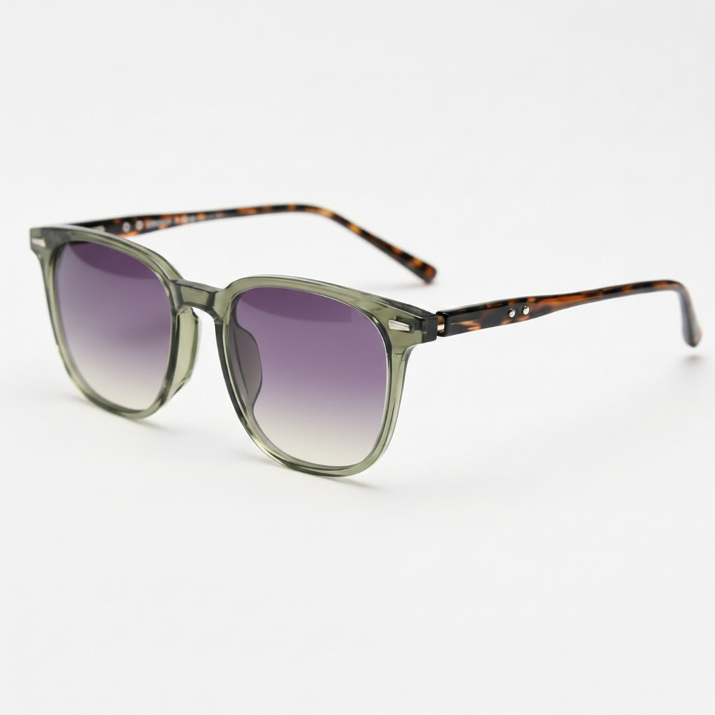 Sherry Purple Gradient Lens Sunglasses - Olive green Square TR90 Frame