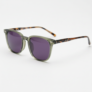 Sherry Purple Tinted Lens Sunglasses - Olive green Square TR90 Frame